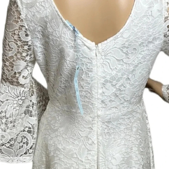 White lace dress,bell sleeve,NWT !floral lace, Medium,wedding,resort,romantic - Picture 3 of 14